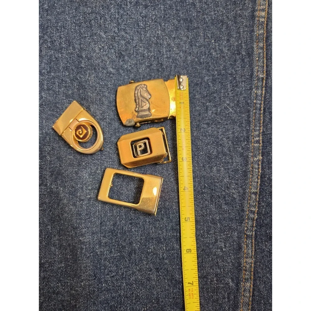Vintage Lot of 4 Brass & Gold Belt Buckles - As-Is Fair Condition